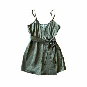 Urban Outfitters Satin Green Romper Dress - Size S